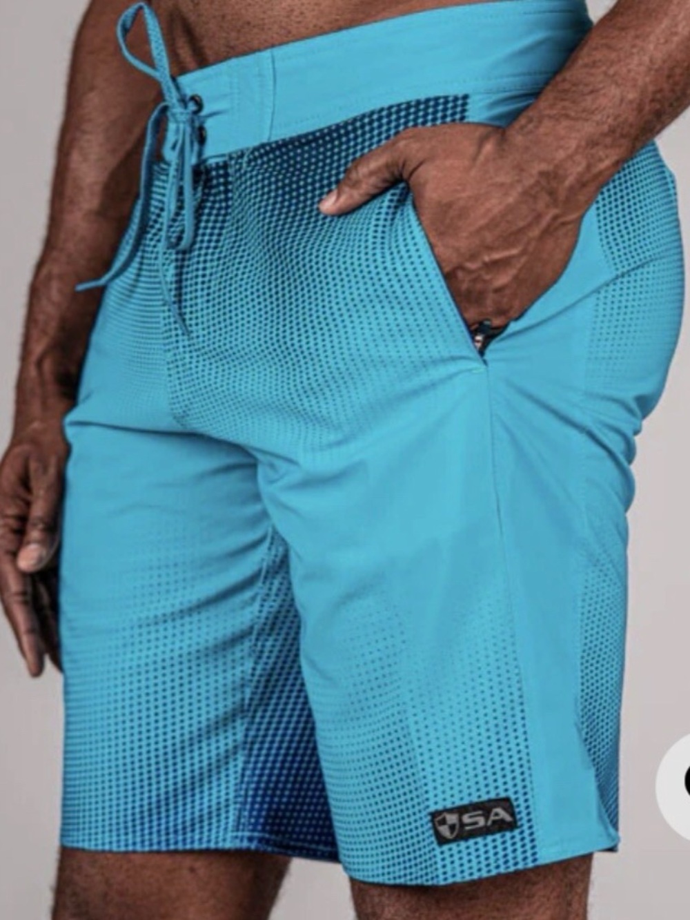 SA CO Blue Wave men's Bermuda swim trunks, size 34
